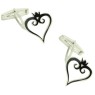 Personalized shirt cufflinks with heart and crown design in 925 sterli