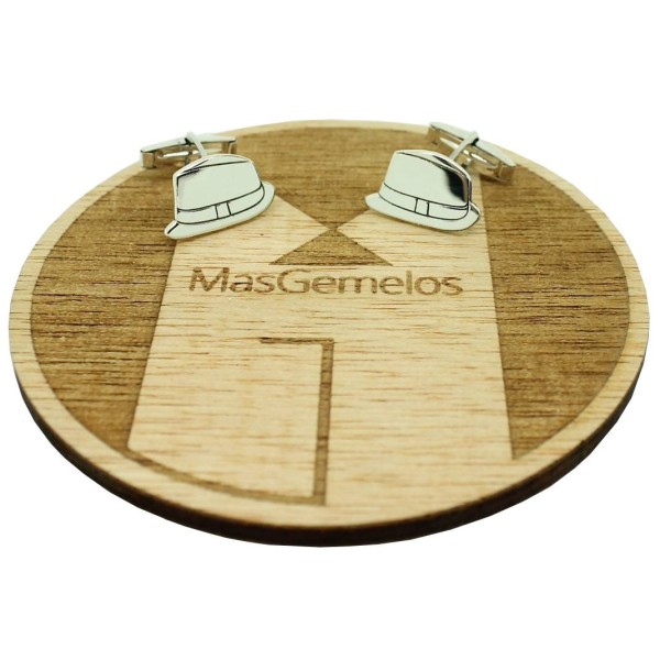 Personalized shirt cufflinks with hat design in 925 sterling silver