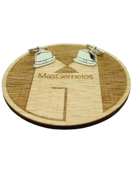 Abotoaduras personalizadas com design de chapéu em prata de lei 925