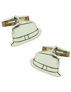 Personalized shirt cufflinks with hat design in 925 sterling silver
