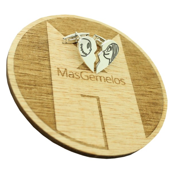 Gemelos personalizados Pesadilla antes de navidad corazón Plata 925