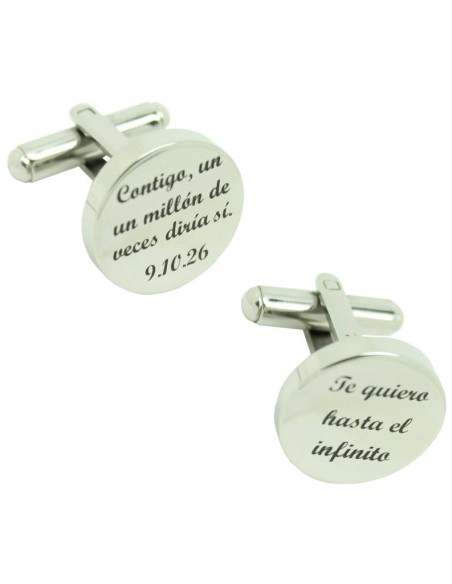 Boutons de manchette de mariage personnalisés ronds avec les phrases J
