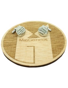 Personalized round circle wedding cufflinks with the phrases I love yo 2