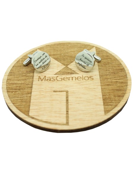 Gemelos de camisa para boda personalizados redondo circulo frases Te q