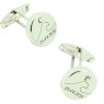 Personalized round volume cufflinks with initials, wave design, 925 si