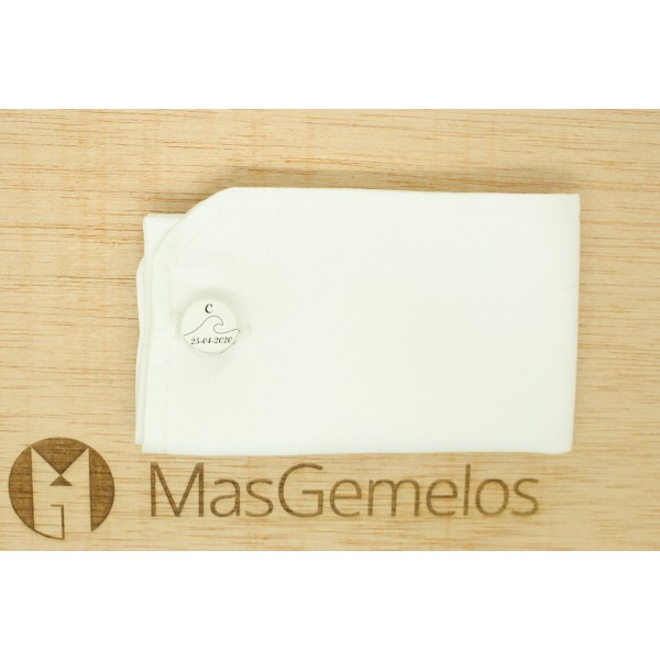 Boutons de manchette personnalisés ronds en relief avec initiales, mot