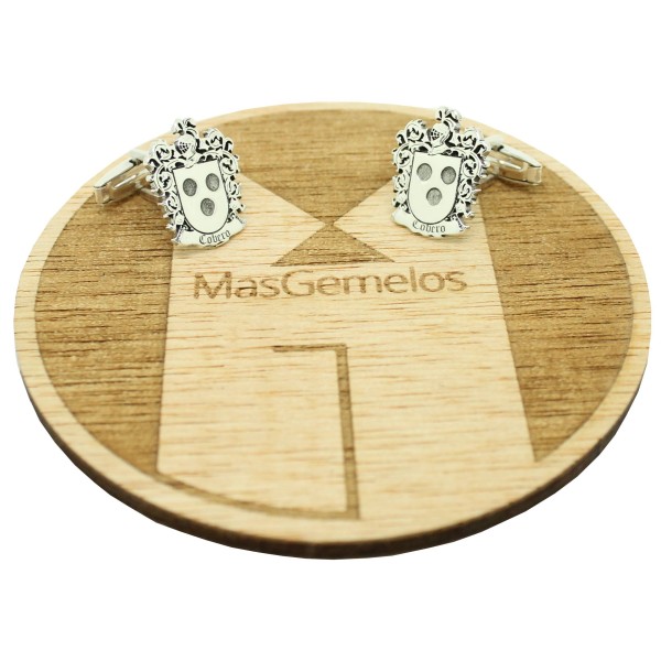 Boutons de manchette personnalisés avec blason héraldique en argent 92
