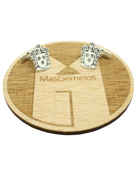 Boutons de manchette personnalisés avec blason héraldique en argent 92