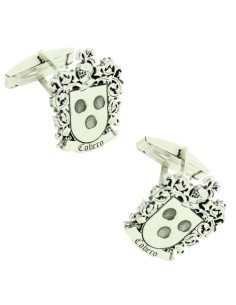 Boutons de manchette personnalisés avec blason héraldique en argent 92