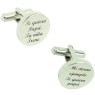 Custom cufflinks with engraved phrases From your arm to the altar I lo