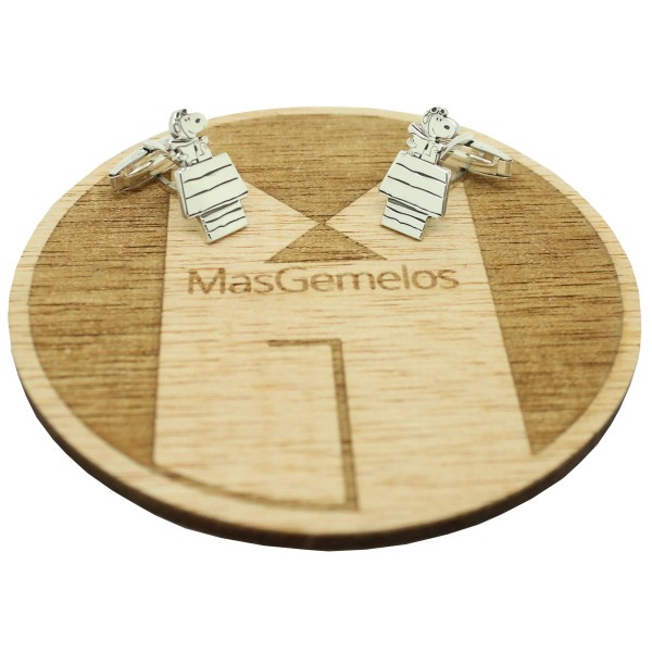Boutons de manchette Snoopy en argent sterling 925 personnalisés