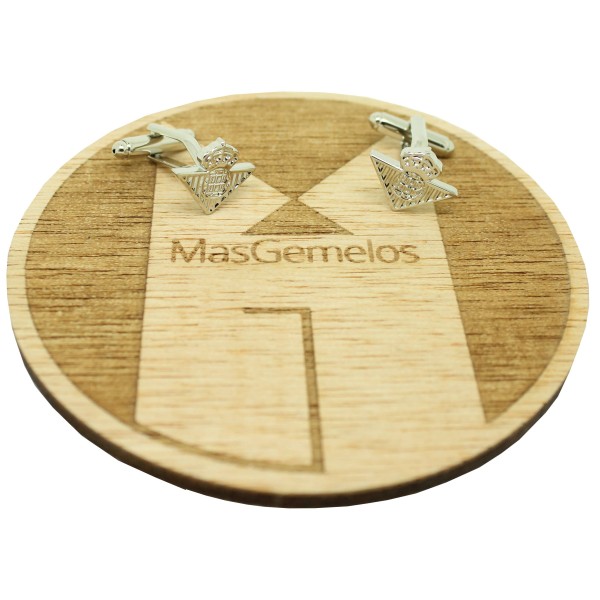 silver betis cufflinks of logo soccer