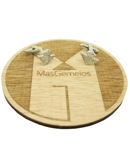 silver betis cufflinks of logo soccer