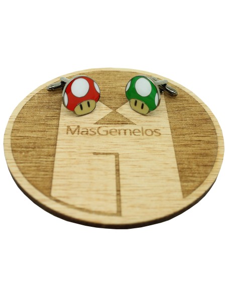 Boutons de manchette chemise champignon rouge vert Super Mario Bros.