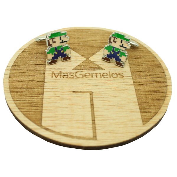 Gemelos para camisa Luigi bros pixel art