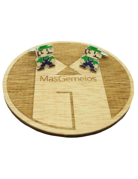 Boutons de manchette pour chemise Luigi Bros pixel art