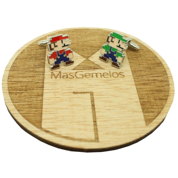 Cufflinks for shirt Super Mario Bros and Luigi pixel art