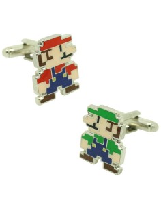 Manschettenknöpfe für Hemd Super Mario Bros und Luigi Pixel Art