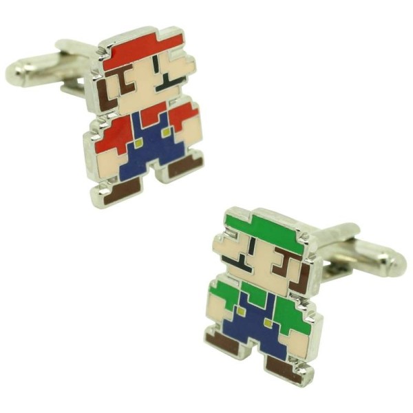 Boutons de manchette pour chemise Super Mario Bros et Luigi pixel art
