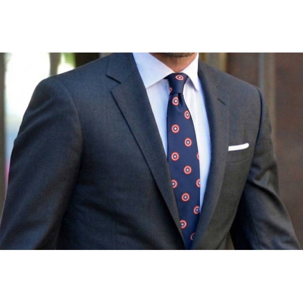 Corbata de CAPITAN AMÉRICA seda azul