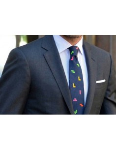 Corbata de seda juego Tetris color 2