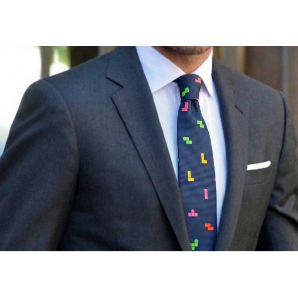 Corbata de seda juego Tetris color