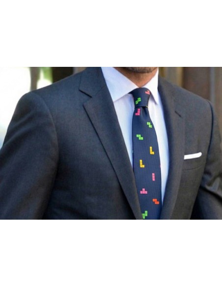 Silk necktie Tetris game colored