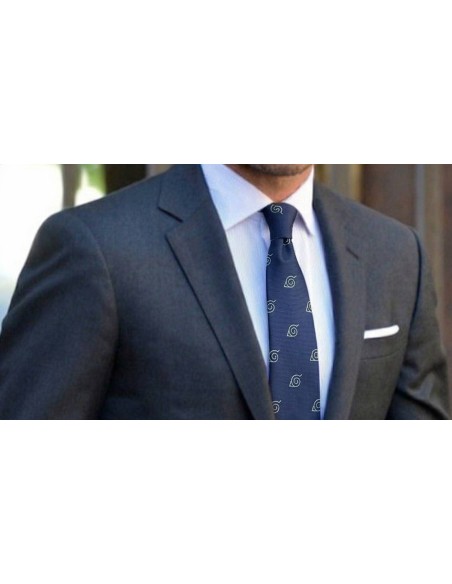 Corbata Naruto Shippuden de símbolo Konoha azul marino