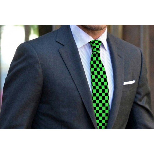 Corbata Demon Slayer anime cuadros verde y negro