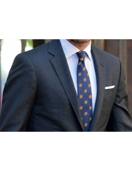 Flash tie with DC Comics logo in navy blue