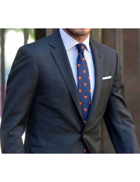 Superman-Schlips aus blauer Seide