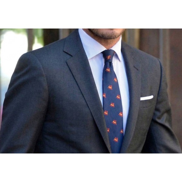 Cravatta in seta blu navy con Toro di Spagna