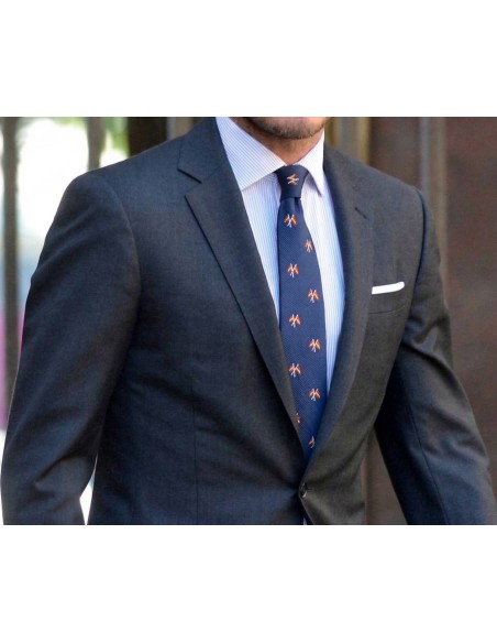 Cravatta in seta blu navy con Toro di Spagna