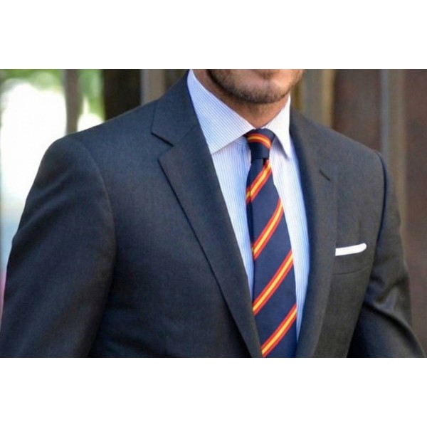 Navy blue diagonal Spain flag tie