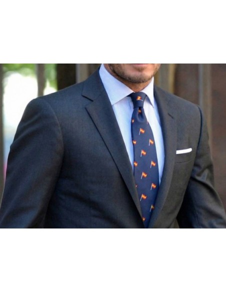 Silk tie with bull Spain navy blue