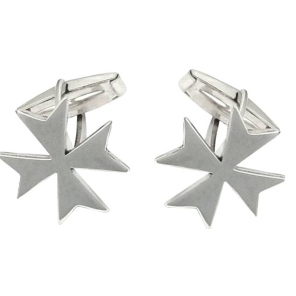 Boutons de manchette chemise Croix de Malte en argent sterling 925