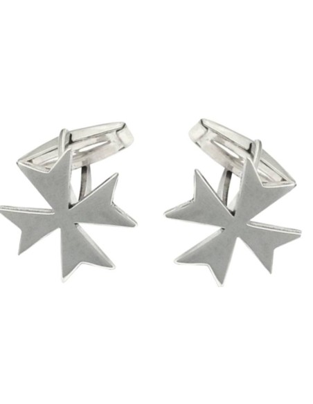 Boutons de manchette chemise Croix de Malte en argent sterling 925