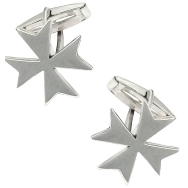 Boutons de manchette chemise Croix de Malte en argent sterling 925