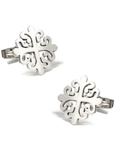 Alcántara Cross Shirt Cufflinks in 925 Sterling Silver