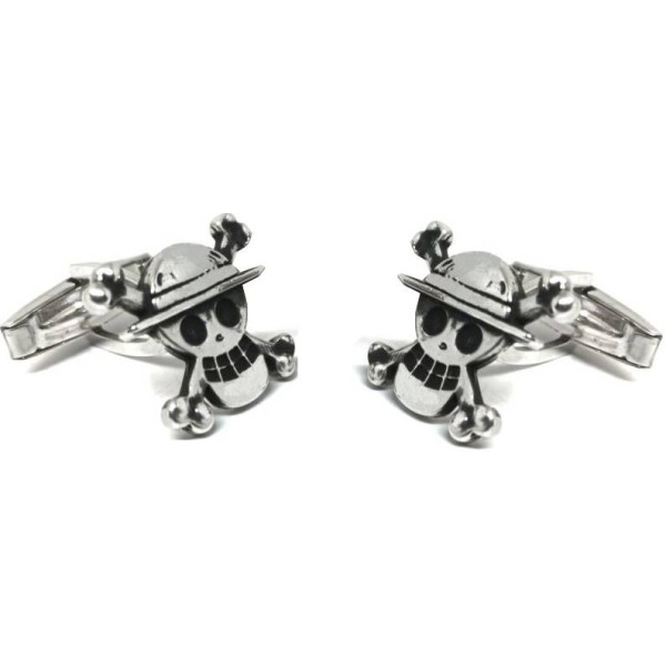 Gemelli da polso personalizzati Teschio One Piece in argento sterling