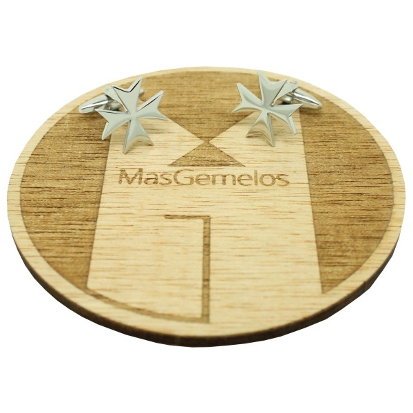 Gemelos para camisa Cruz de malta plateada