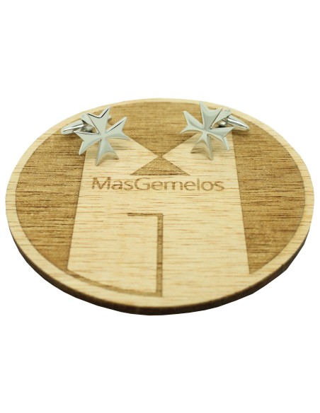 Boutons de manchette croix de Malte argentée