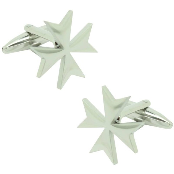 Gemelos para camisa Cruz de malta plateada