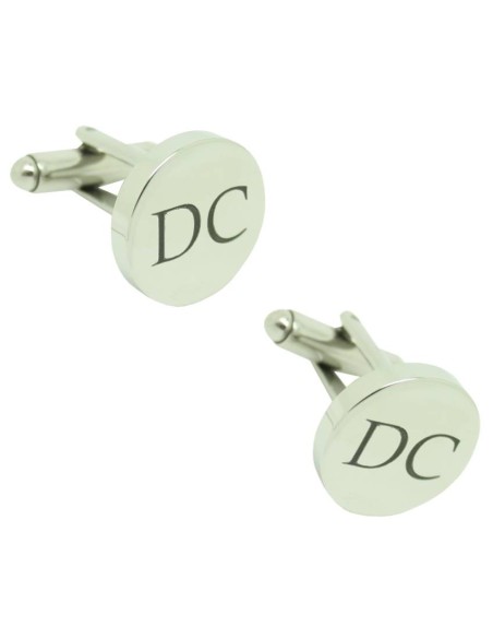 Maßgefertigte Manschettenknöpfe aus Stahl mit den Initialen DC