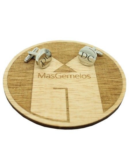 Custom shirt cufflinks in steel with DC initials