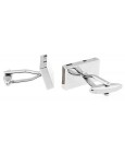 Black and Grey Striped Rectangle Cufflinks 
