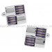  Silver and Purple Ribbed Checker Cufflinks