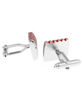 Silver and Red Striped Square Cufflinks 2