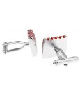 Silver and Red Striped Square Cufflinks