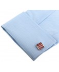 Silver and Red Striped Square Cufflinks